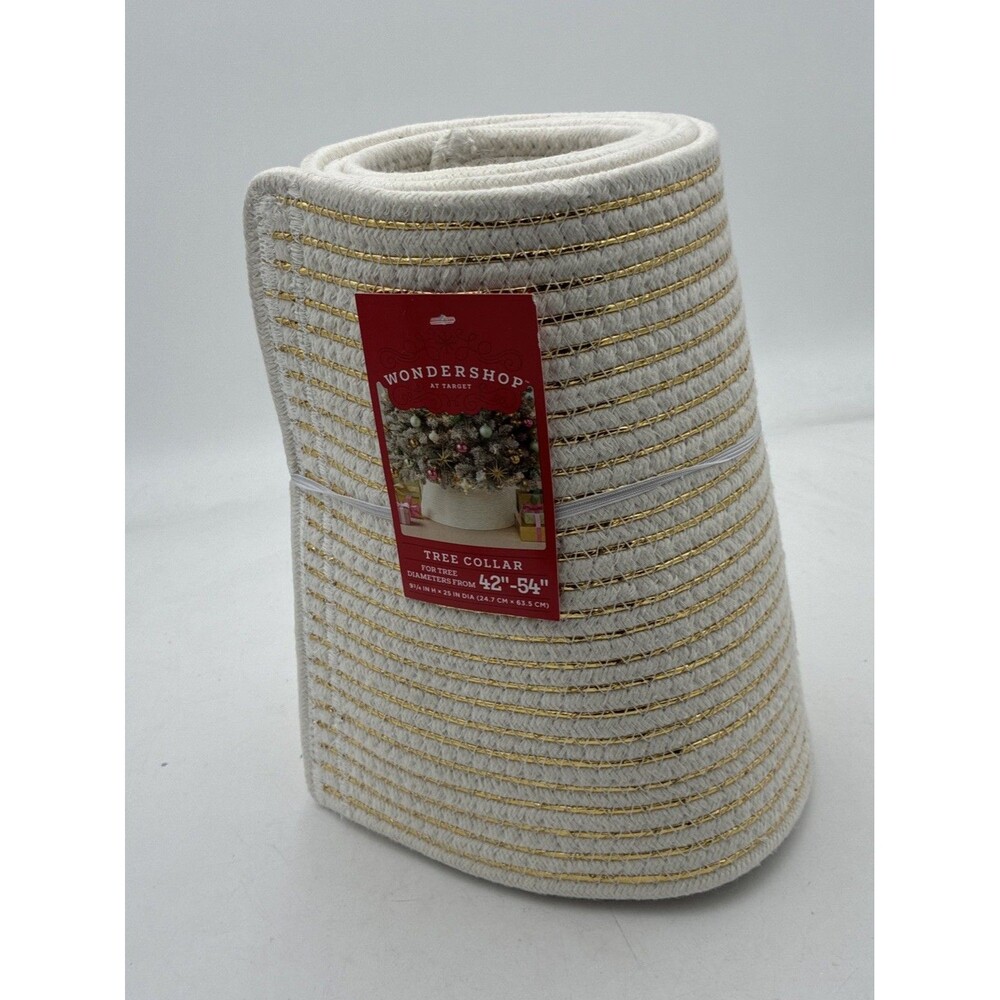 Wondershop Christmas Tree Collar Cream & Gold Striped for 42"-54" Dia Trees